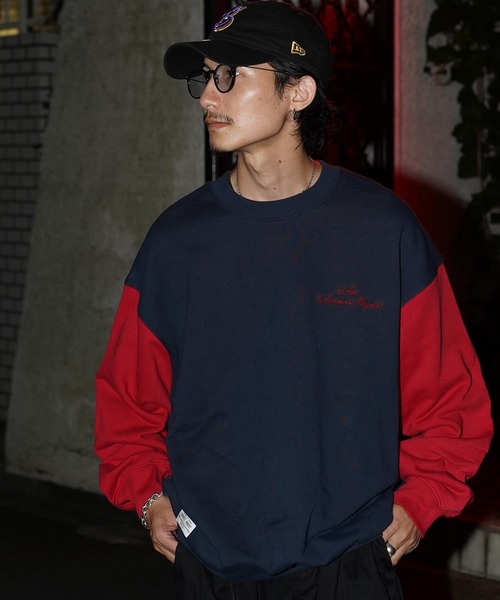 schott（ショット）の「【WEB LIMITED】Schott/ショット/2TONE CREW SWEAT/2トーン クルーネック スウェット（スウェット・メンズ・ブラック/ブルー/ネイビー/オートミール・MEDIUM/LARGE/X-LARGE/XX-LARGE）」の4枚目の写真