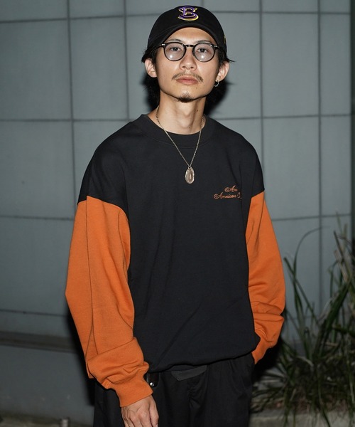 schott（ショット）の「【WEB LIMITED】Schott/ショット/2TONE CREW SWEAT/2トーン クルーネック スウェット（スウェット・メンズ・ブラック/ブルー/ネイビー/オートミール・MEDIUM/LARGE/X-LARGE/XX-LARGE）」の2枚目の写真