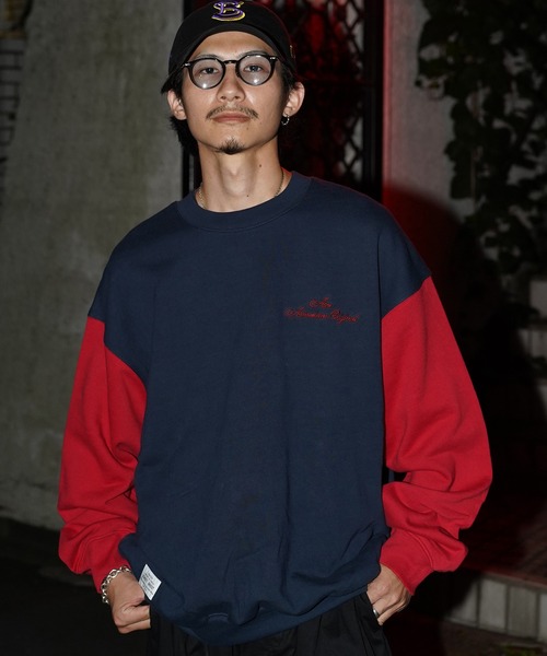 schott（ショット）の「【WEB LIMITED】Schott/ショット/2TONE CREW SWEAT/2トーン クルーネック スウェット（スウェット・メンズ・ブラック/ブルー/ネイビー/オートミール・MEDIUM/LARGE/X-LARGE/XX-LARGE）」の6枚目の写真