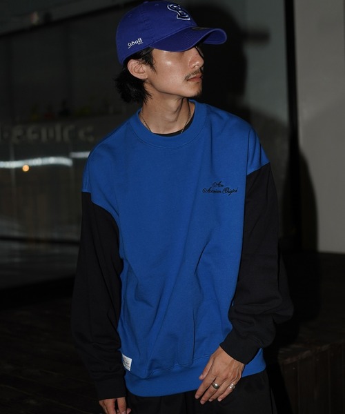 schott（ショット）の「【WEB LIMITED】Schott/ショット/2TONE CREW SWEAT/2トーン クルーネック スウェット（スウェット・メンズ・ブラック/ブルー/ネイビー/オートミール・MEDIUM/LARGE/X-LARGE/XX-LARGE）」の10枚目の写真