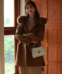 SAISON DE PAPILLON | ウール混ダブルフェイスガウンコート(その他アウター)