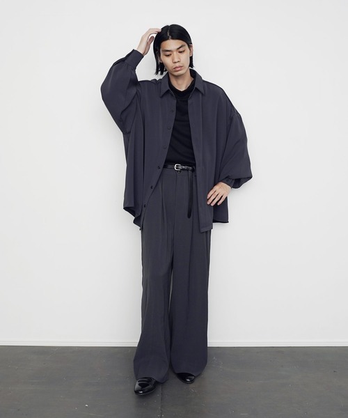 Air Tokyo（エアートウキョー）の「Tenshin×AirTokyo collaboration : wide straight slacks / ワイドストレートスラックス（スラックス・メンズ・チャコールグレー/グリーン・MEDIUM/LARGE）」の13枚目の写真