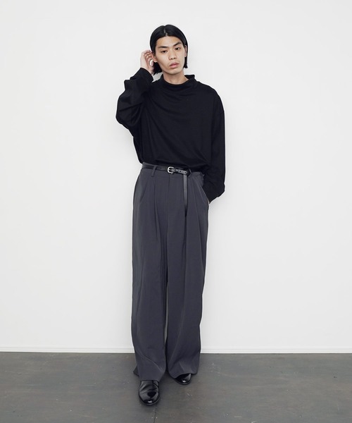 Air Tokyo（エアートウキョー）の「Tenshin×AirTokyo collaboration : wide straight slacks / ワイドストレートスラックス（スラックス・メンズ・チャコールグレー/グリーン・MEDIUM/LARGE）」の16枚目の写真