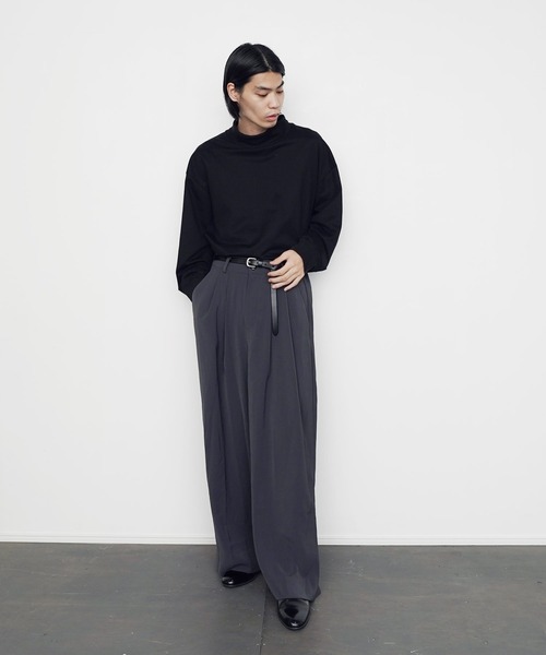 Air Tokyo（エアートウキョー）の「Tenshin×AirTokyo collaboration : wide straight slacks / ワイドストレートスラックス（スラックス・メンズ・チャコールグレー/グリーン・MEDIUM/LARGE）」の15枚目の写真