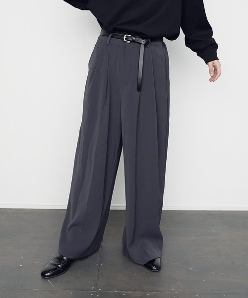 Air Tokyo（エアートウキョー）の「Tenshin×AirTokyo collaboration : wide straight slacks / ワイドストレートスラックス（スラックス・メンズ・チャコールグレー/グリーン・MEDIUM/LARGE）」の20枚目の写真