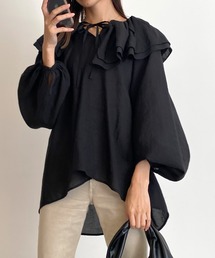 2WAYラッフルカラーシアーブラウス