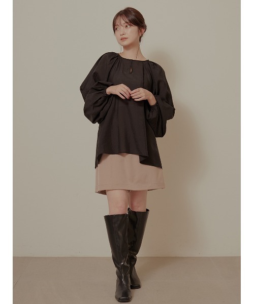 Stylevoice for xxx（スタイルヴォイスフォー）の「2WAYラッフルカラーシアーブラウス（シャツ/ブラウス・レディース・ブラック/グレイッシュベージュ・FREE）」の11枚目の写真