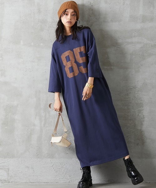 セール 大きいサイズ 綿100 ナンバープリントtシャツロングワンピース Gevs ワンピース Gevs ジェイヴィス のファッション通販 Zozotown