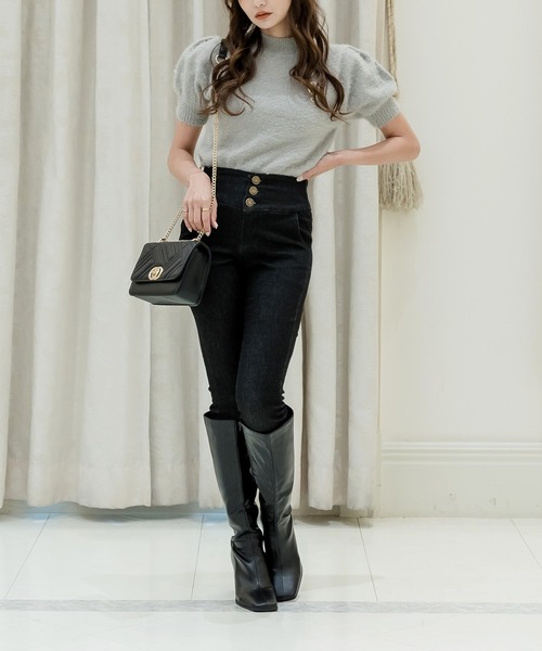 Julia Boutique(ジュリアブティック)の「3連ボタンハイウエストデニムスキニーパンツ/22512(デニムパンツ・レディース・ブラック/ネイビー/ブルー・S/M/L/LL/3L)」の6枚目の写真