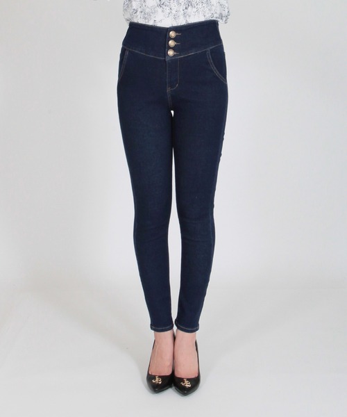 Julia Boutique(ジュリアブティック)の「3連ボタンハイウエストデニムスキニーパンツ/22512(デニムパンツ・レディース・ブラック/ネイビー/ブルー・S/M/L/LL/3L)」の12枚目の写真