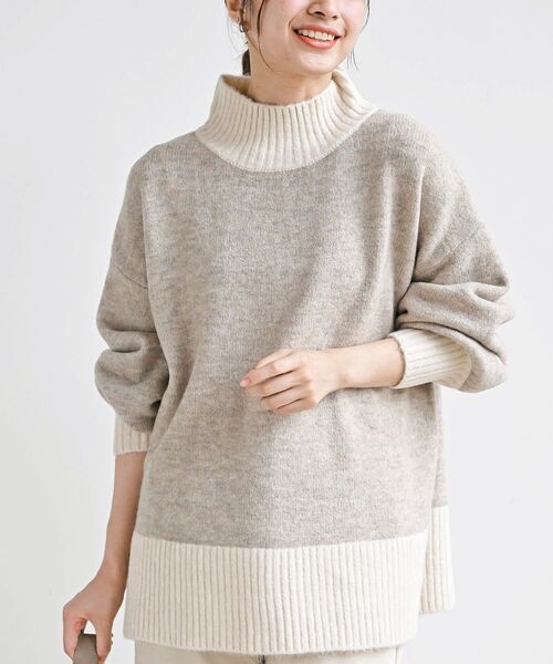 rps(アールピーエス)の「バイカラーハイネックニットプルオーバー(ニット/セーター・レディース・チャコールグレー/杢グレー/ベージュ系その他3/イエロー・M/フリー)」の4枚目の写真