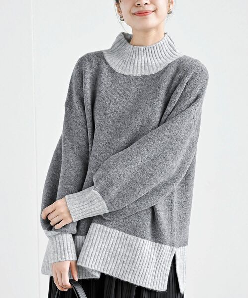 rps(アールピーエス)の「バイカラーハイネックニットプルオーバー(ニット/セーター・レディース・チャコールグレー/杢グレー/ベージュ系その他3/イエロー・M/フリー)」の13枚目の写真