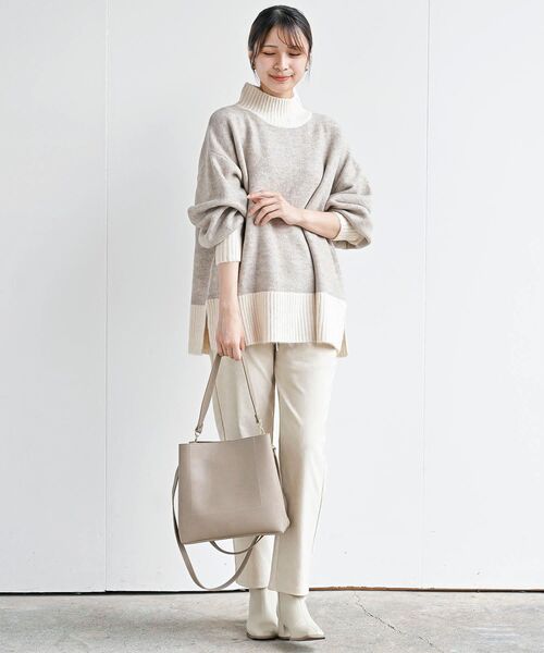 rps(アールピーエス)の「バイカラーハイネックニットプルオーバー(ニット/セーター・レディース・チャコールグレー/杢グレー/ベージュ系その他3/イエロー・M/フリー)」の9枚目の写真