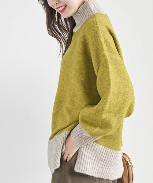 rps(アールピーエス)の「バイカラーハイネックニットプルオーバー(ニット/セーター・レディース・チャコールグレー/杢グレー/ベージュ系その他3/イエロー・M/フリー)」の18枚目の写真