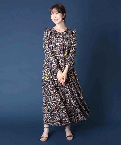 極美品✨IENA イエナ⭐️バイカラーフラワーティアードワンピース 38 M 極美品✨IENA イエナ⭐️バイカラーフラワーティアード