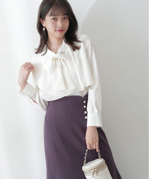 PROPORTION BODY DRESSING（プロポーションボディドレッシング）の「ティアードジョーゼットブラウス / 1212210004（シャツ/ブラウス・レディース・ホワイト系その他/ブラウン系その他/ネイビー・SMALL/MEDIUM）」の2枚目の写真