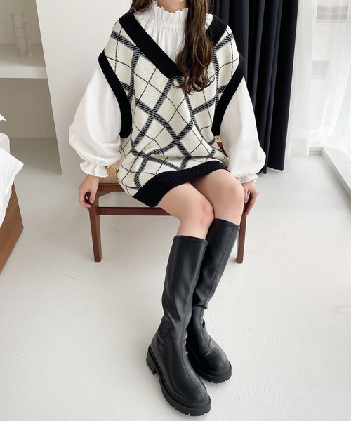 Heather（ヘザー）の「柄ニットVEST  165358（ベスト・レディース・ホワイト系/ブラウン系/グリーン系・FREE）」の13枚目の写真