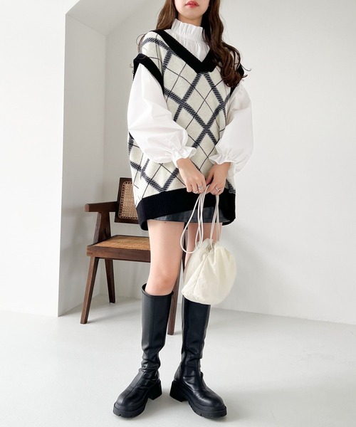 Heather（ヘザー）の「柄ニットVEST  165358（ベスト・レディース・ホワイト系/ブラウン系/グリーン系・FREE）」の15枚目の写真