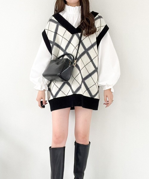 Heather（ヘザー）の「柄ニットVEST  165358（ベスト・レディース・ホワイト系/ブラウン系/グリーン系・FREE）」の18枚目の写真