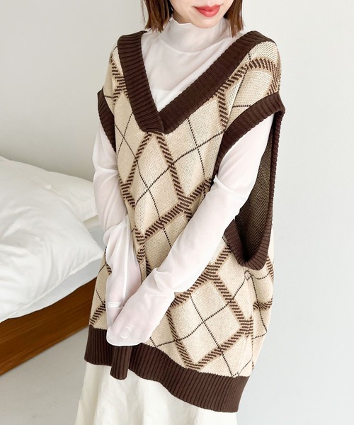 Heather（ヘザー）の「柄ニットVEST  165358（ベスト・レディース・ホワイト系/ブラウン系/グリーン系・FREE）」の20枚目の写真