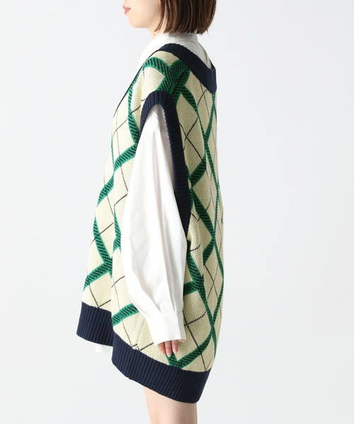 Heather（ヘザー）の「柄ニットVEST  165358（ベスト・レディース・ホワイト系/ブラウン系/グリーン系・FREE）」の4枚目の写真