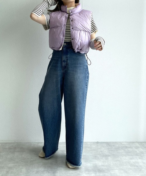 w closet（ダブルクローゼット）の「フレアデニムパンツ（デニムパンツ・レディース・ブルー/ダークグレー・FREE）」の15枚目の写真