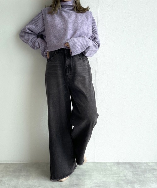 w closet（ダブルクローゼット）の「フレアデニムパンツ（デニムパンツ・レディース・ブルー/ダークグレー・FREE）」の22枚目の写真