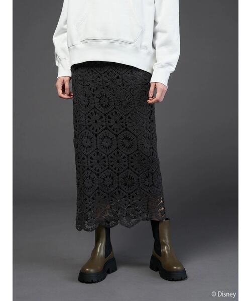 Disney（ディズニー）の「シルエットレーススカート/Mickey（スカート・レディース・アイボリー/チャコールグレー・FREE）」の3枚目の写真