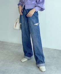 Alley by w closet | 【Alley】ダメージデニムワイドパンツ(デニムパンツ)
