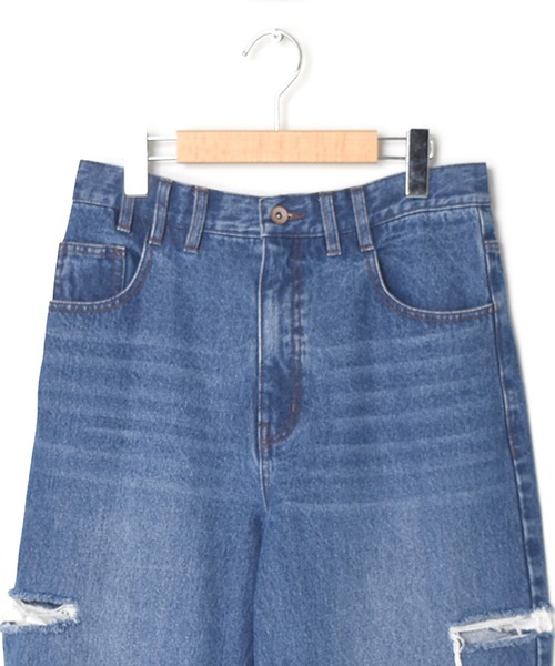 Alley by w closet(アリーバイダブルクローゼット)の「【Alley】ダメージデニムワイドパンツ(デニムパンツ・レディース・ブルー系その他/ブルー系その他2・FREE)」の4枚目の写真
