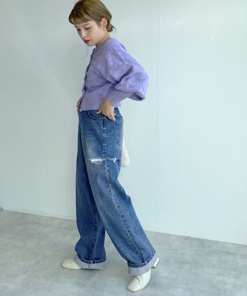 Alley by w closet(アリーバイダブルクローゼット)の「【Alley】ダメージデニムワイドパンツ(デニムパンツ・レディース・ブルー系その他/ブルー系その他2・FREE)」の12枚目の写真