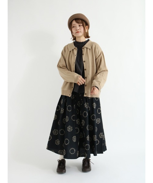 Samansa Mos2（サマンサ モスモス）の「襟付ニットカーディガン（カーディガン/ボレロ・レディース・ベージュ/レッド/グリーン/チャコール・ﾌﾘ-）」の8枚目の写真