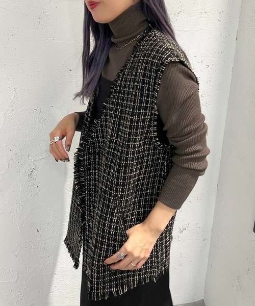 apres jour mignon（アプレジュールミニョン）の「ツイードジレ【ZOZOTOWN限定アイテム】（ベスト・レディース・ダークブラウン/ブラック・X-LARGE/フリー）」の5枚目の写真