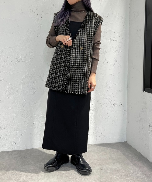 apres jour mignon（アプレジュールミニョン）の「ツイードジレ【ZOZOTOWN限定アイテム】（ベスト・レディース・ダークブラウン/ブラック・X-LARGE/フリー）」の8枚目の写真