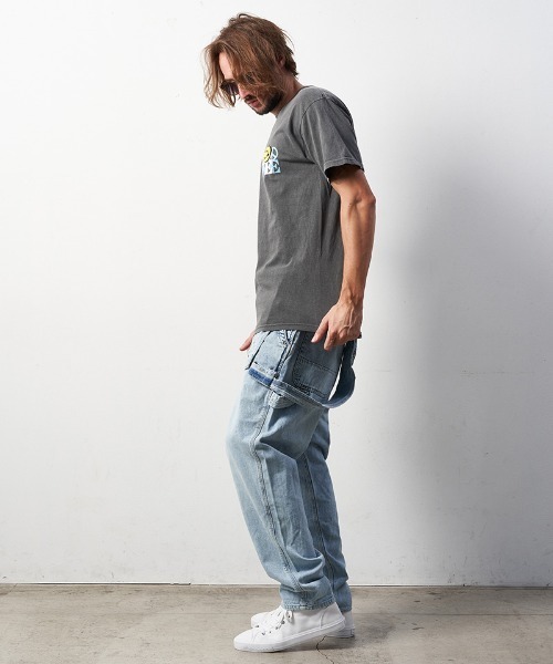 STUD MUFFIN(スタッドマフィン)の「mt8085-6ozピグメントダイコットン天竺アーススマイリー-サガラパッチ SSTシャツ(Tシャツ/カットソー・メンズ・ホワイト/チャコールグレー・2/4/3)」の12枚目の写真