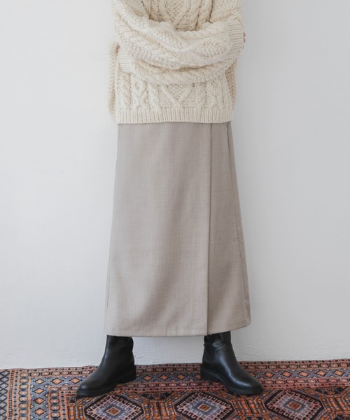 かぐれ（カグレ）の「ウールサージストレートスカート（スカート・レディース・ブラック/ベージュ・FREE）」の4枚目の写真