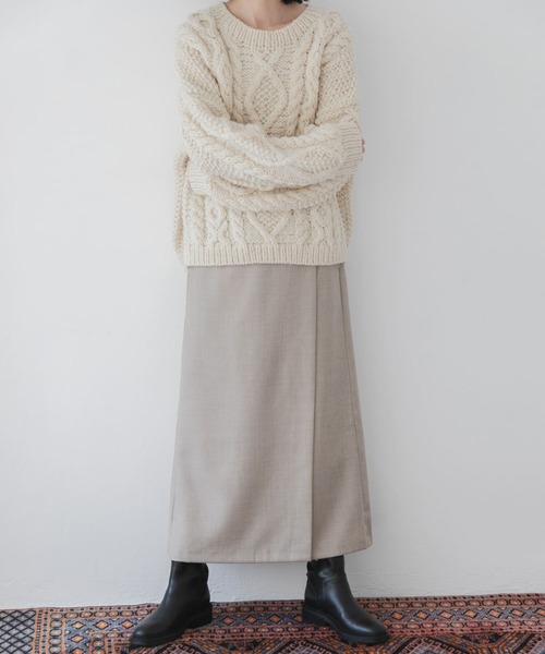 かぐれ（カグレ）の「ウールサージストレートスカート（スカート・レディース・ブラック/ベージュ・FREE）」の6枚目の写真