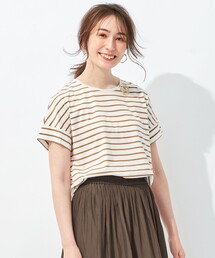 ボーダー タックデザインカットソー
