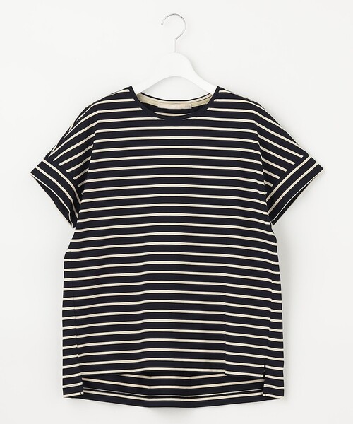 自由区(ジユウク)の「ボーダー タックデザインカットソー(Tシャツ/カットソー・レディース・アイボリー系2/ベージュ系2/ネイビー系1/黄土色系1・32)」の4枚目の写真