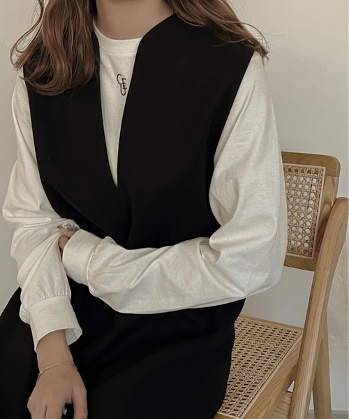 apres jour clair（アプレジュールクレア）の「【apres jour clair】ストレートジャンスカ【ZOZOTOWN限定アイテム】（ジャンパースカート・レディース・ブラック/ブラウン系その他/ベージュ・X-LARGE/フリー）」の2枚目の写真