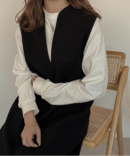 apres jour clair（アプレジュールクレア）の「【apres jour clair】ストレートジャンスカ【ZOZOTOWN限定アイテム】（ジャンパースカート・レディース・ブラック/ブラウン系その他/ベージュ・X-LARGE/フリー）」の7枚目の写真