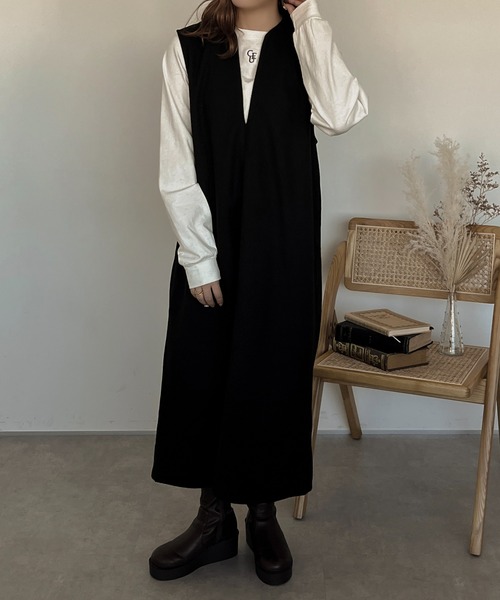 apres jour clair（アプレジュールクレア）の「【apres jour clair】ストレートジャンスカ【ZOZOTOWN限定アイテム】（ジャンパースカート・レディース・ブラック/ブラウン系その他/ベージュ・X-LARGE/フリー）」の10枚目の写真