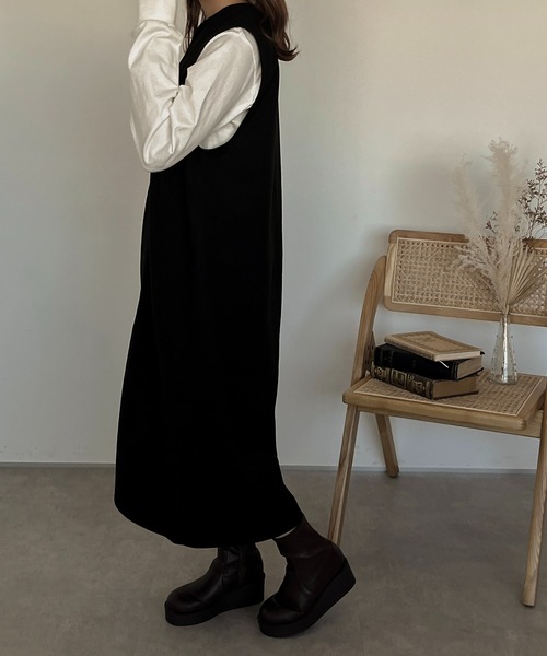 apres jour clair（アプレジュールクレア）の「【apres jour clair】ストレートジャンスカ【ZOZOTOWN限定アイテム】（ジャンパースカート・レディース・ブラック/ブラウン系その他/ベージュ・X-LARGE/フリー）」の12枚目の写真