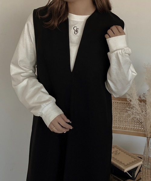 apres jour clair（アプレジュールクレア）の「【apres jour clair】ストレートジャンスカ【ZOZOTOWN限定アイテム】（ジャンパースカート・レディース・ブラック/ブラウン系その他/ベージュ・X-LARGE/フリー）」の16枚目の写真