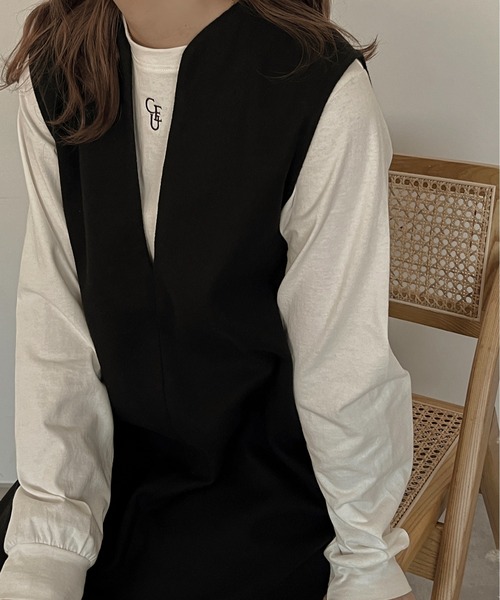 apres jour clair（アプレジュールクレア）の「【apres jour clair】ストレートジャンスカ【ZOZOTOWN限定アイテム】（ジャンパースカート・レディース・ブラック/ブラウン系その他/ベージュ・X-LARGE/フリー）」の4枚目の写真