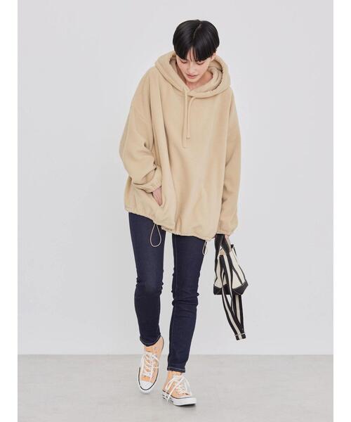 AMERICAN HOLIC（アメリカンホリック）の「フリースドロストフードパーカー（パーカー・レディース・ダークネイビー/アイボリー/ベージュ・L/M）」の21枚目の写真