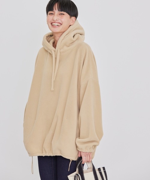 AMERICAN HOLIC（アメリカンホリック）の「フリースドロストフードパーカー（パーカー・レディース・ダークネイビー/アイボリー/ベージュ・L/M）」の2枚目の写真