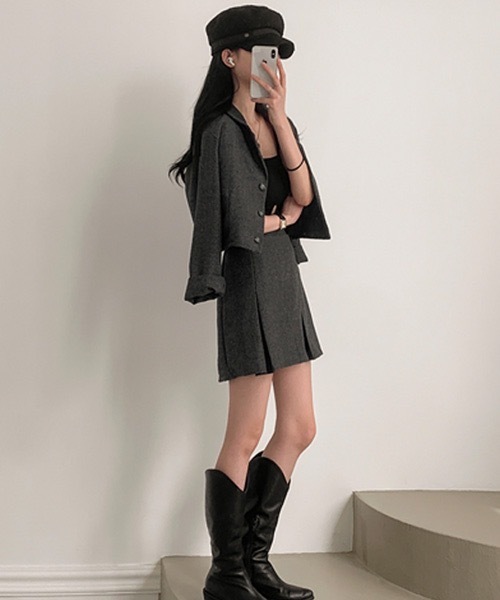 BEIDELLI（ベイデリー）の「[BELLIDE MADE] ヘリンボーンチェックジャケット+スカートセットアップ（セットアップ・レディース・ブラック/ブラウン・FREE）」の15枚目の写真