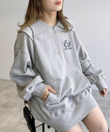 w closet | ハーフジップエンブレム刺繍プルオーバー(スウェット)