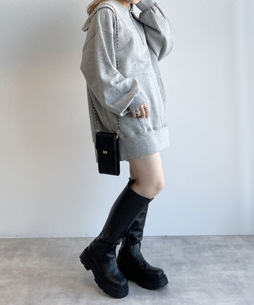 w closet（ダブルクローゼット）の「ハーフジップエンブレム刺繍プルオーバー（スウェット・レディース・グレー/オフホワイト/スミクロ・FREE）」の17枚目の写真